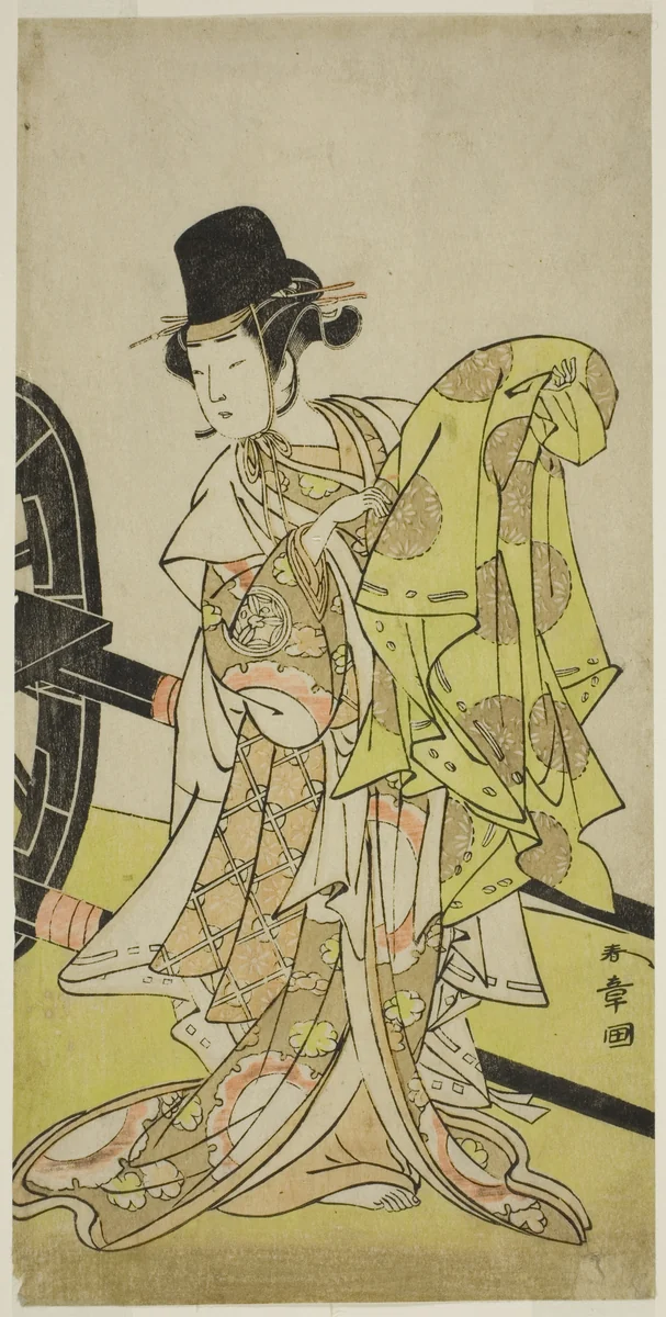 The Actor Yamashita Kinsaku II as Tsukimasu, Acting as Sakura-maru, in the Play Miya-bashira Iwao no Butai, Performed at the Morita Theater in the Seventh Month, 1773 by Katsukawa Shunsho (勝川 春章), print, 1768-1778