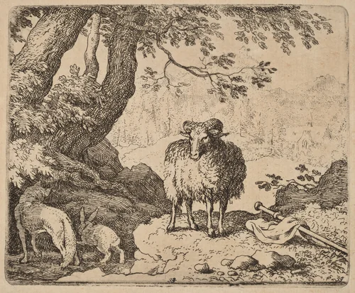 Reynard Returns Home, Accompanied by the Ram and the Rabbit by Allart van Everdingen, print, 1645-1656