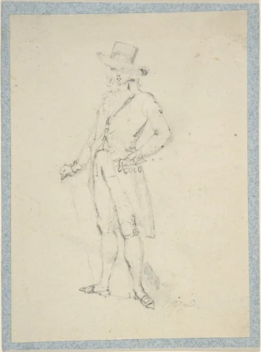 Man in broad brimmed hat (sketchbook page) by Thomas Stothard, drawing, 1775-1815