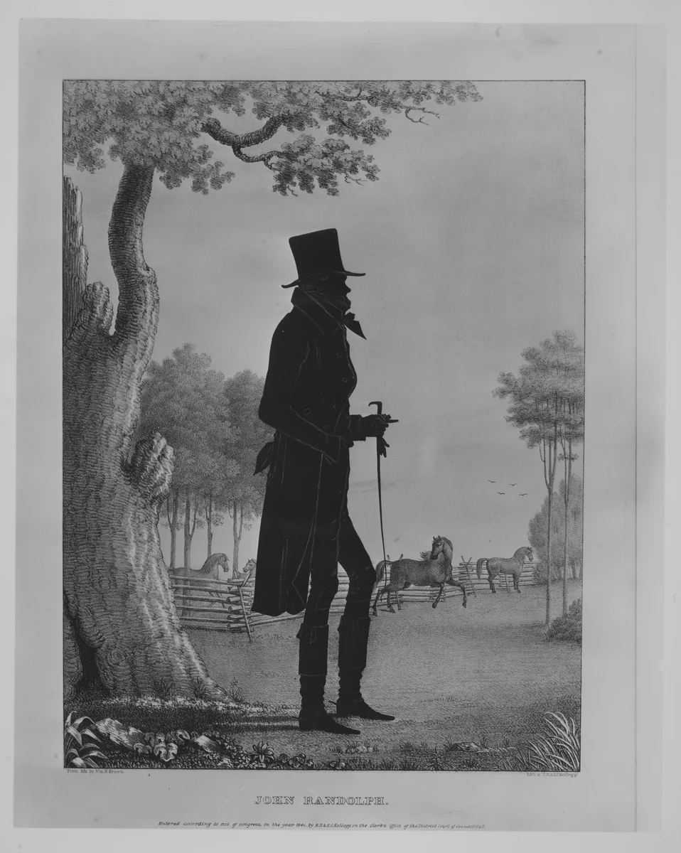 Silhouette Portrait of John Randolph by William Henry Brown, print, 1844