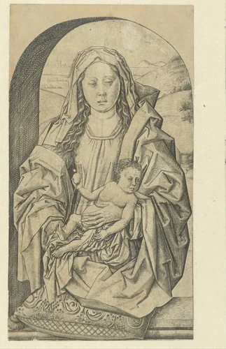 Madonna en kind met een peer by Meester FVB, print, 1475-1500
