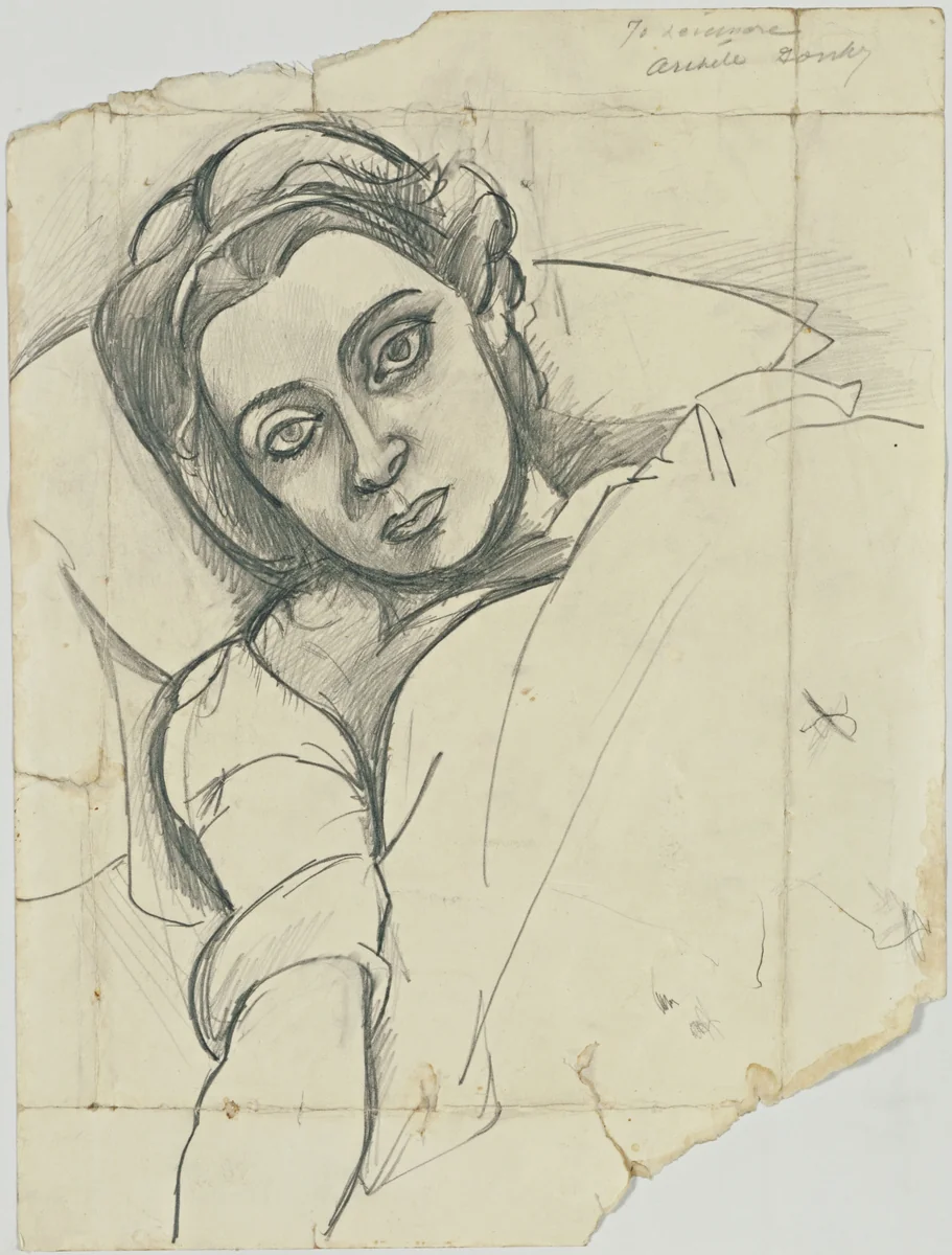 Portrait of Leonore Gallet by Arshile Gorky, drawing, 1938