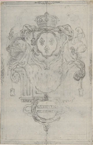 Design for the Headpiece of the "Gazette de France" by Hubert François Gravelot, drawing, 1710-1773