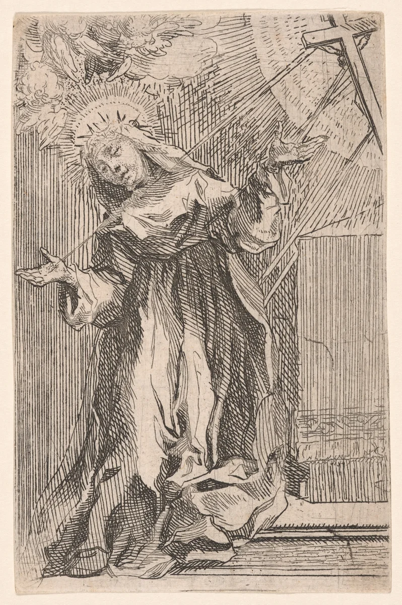Saint Catherine of Siena Receiving the Stigmata by Francesco Vanni, print, 1590-1600
