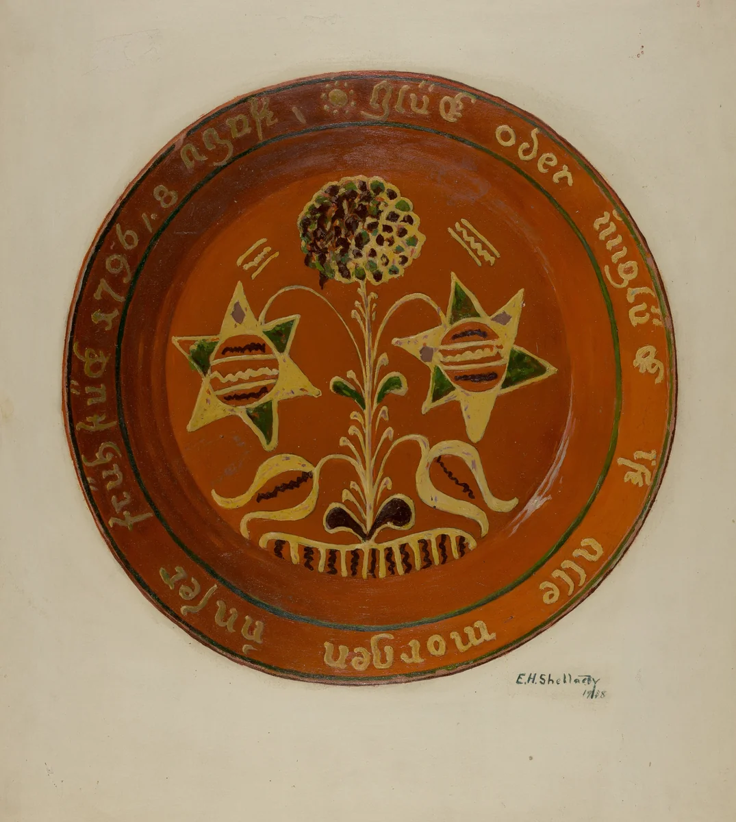 Pennsylvania German Dish by Eugene Shellady, index of american design, 1938