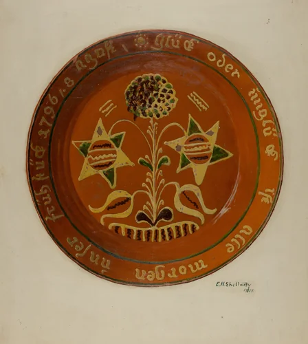 Pennsylvania German Dish by Eugene Shellady, index of american design, 1938