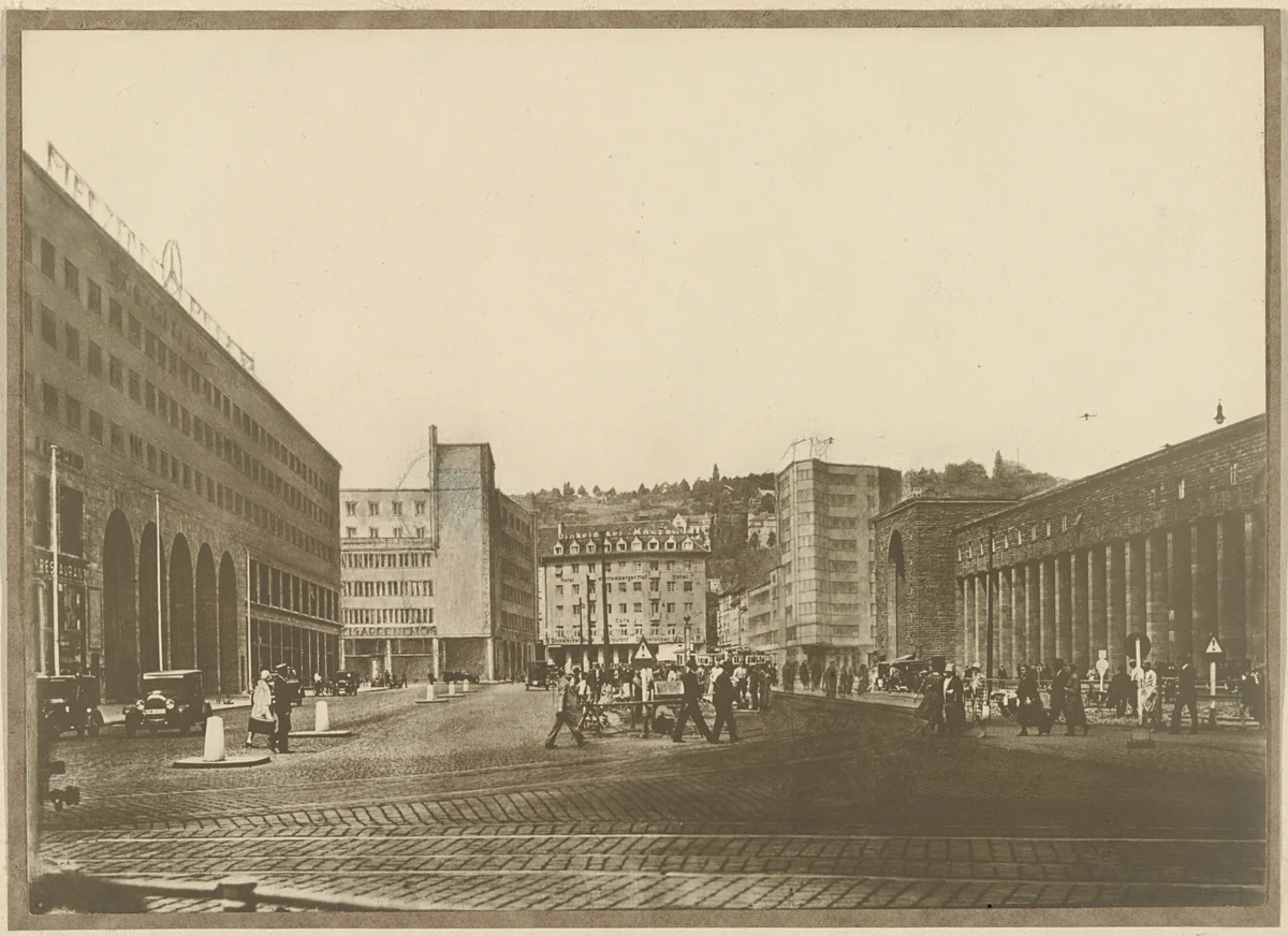 Bank and Office Building, project, Stuttgart, Germany, Perspective by Paul Bonatz, Friedrich Eugen Scholer, architecture, 1928