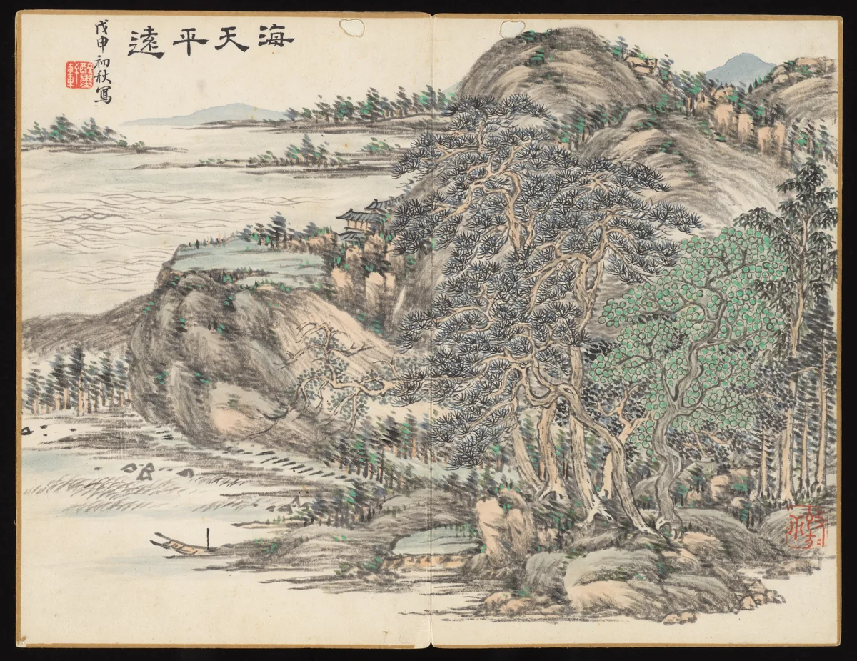 Landscapes and botanical subjects by Hongwu, painting, 1788