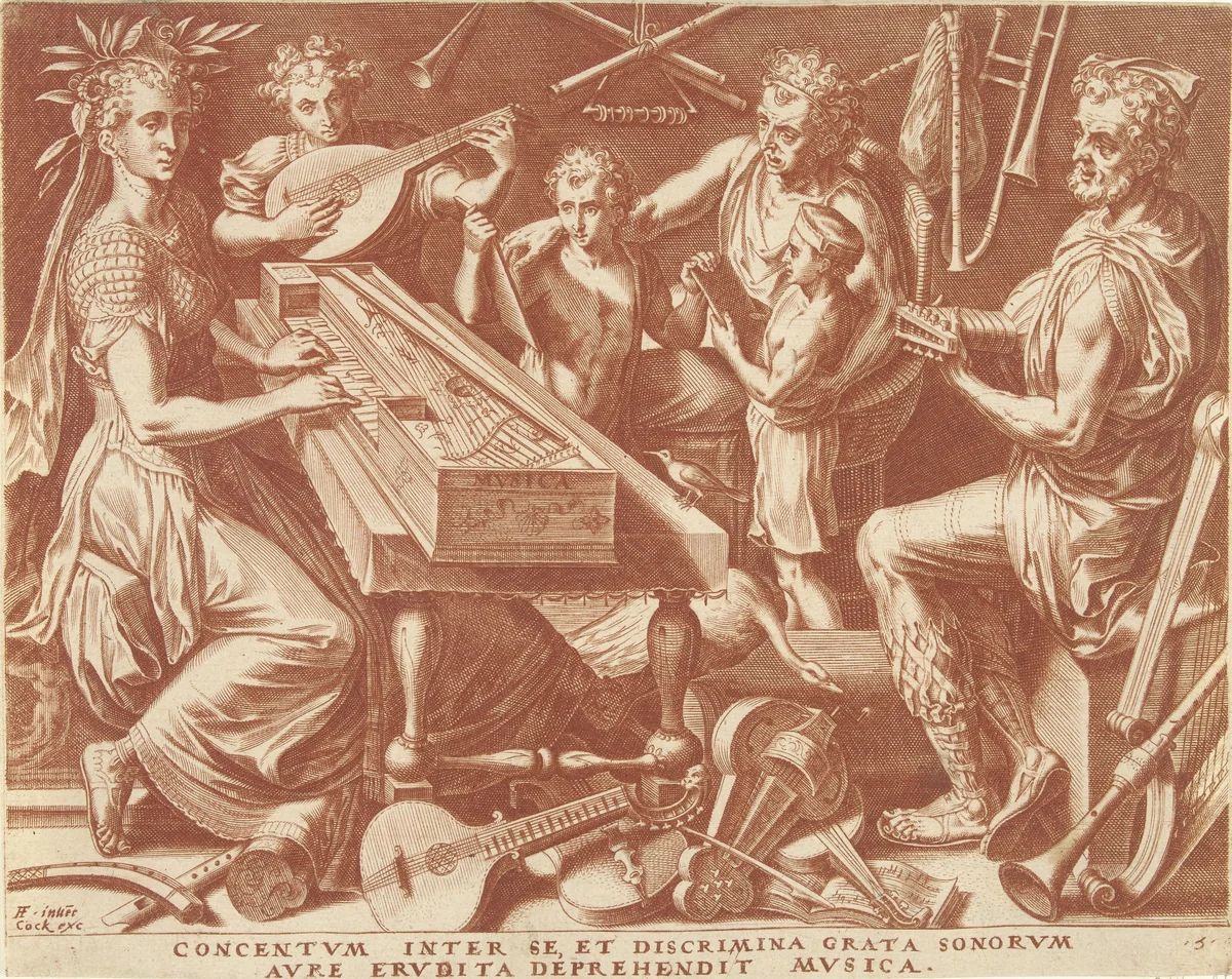 Musica (Muziek) by Cornelis Cort, print, 1565