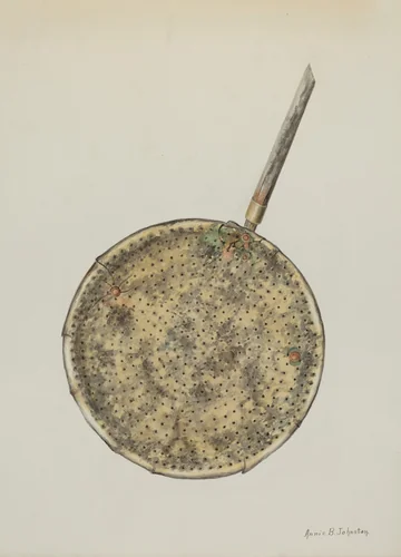 Brass Sugar Skimmer by Annie B. Johnston, index of american design, 1938