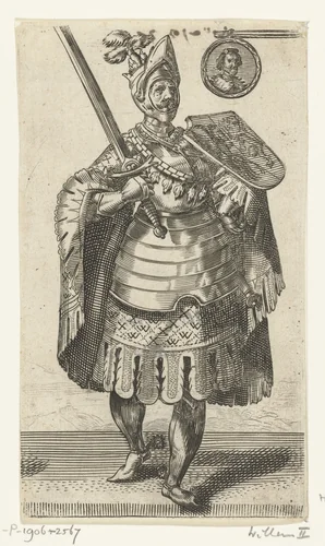 Portret van Willem II, graaf van Holland, rooms-koning by Adriaen Matham, print, 1620