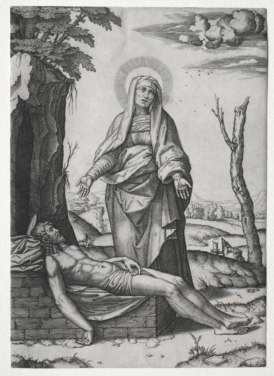 The Pieta' by Marcantonio Raimondi, print, 1515-1517