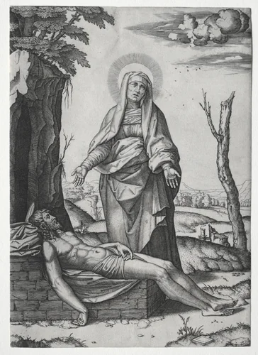 The Pieta' by Marcantonio Raimondi, print, 1515-1517