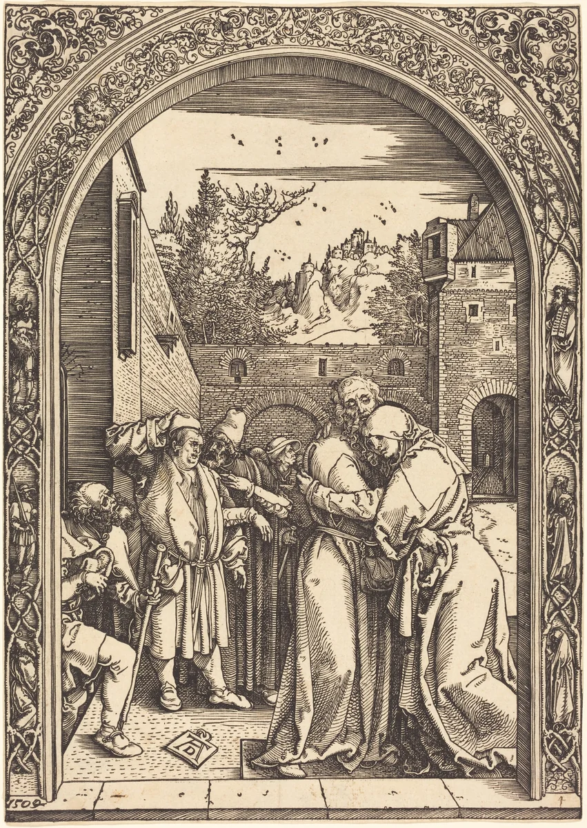 Joachim and Anna at the Golden Gate by Albrecht Dürer, print, 1504