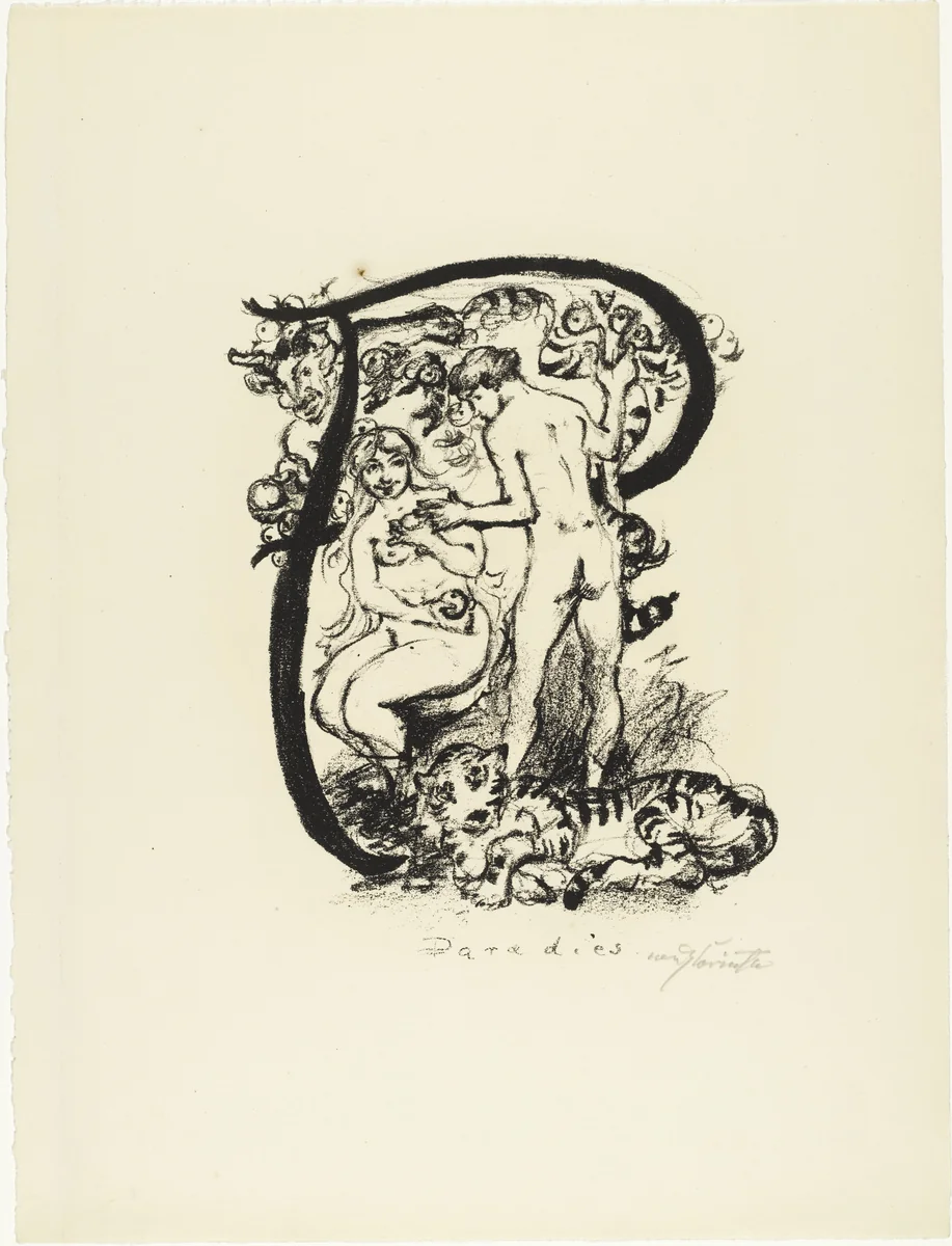 Letter P (Buchstabe P) from the illustrated book in portfolio form The ABCs (Das ABC) by Lovis Corinth, print, 1916