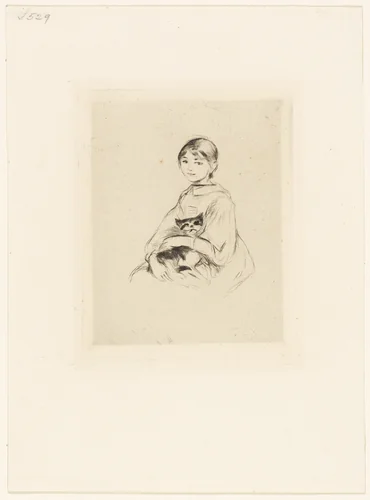 Young Girl with a Cat by Berthe Morisot, print, 1889