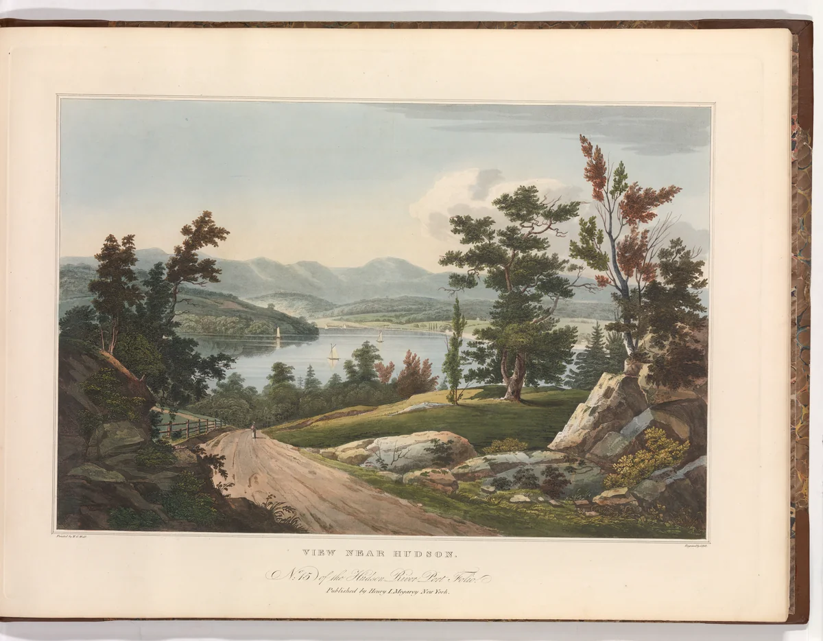 View Near Hudson (No. 15 (later No. 12) of The Hudson River Portfolio) by John Hill, print, 1822