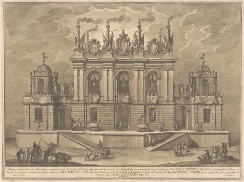 The Seconda Macchina for the Chinea of 1775: A Bull-fight by Giuseppe Vasi, print, 1775