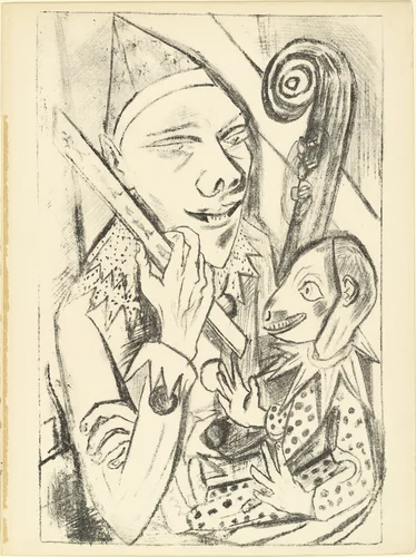 Pierrot and Mask (Pierrot und Maske) (plate 30) from the illustrated book Deutsche Graphiker der Gegenwart (German Printmakers of Our Time) by Max Beckmann, illustrated book, 1920