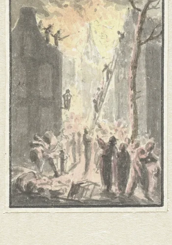 Brand in een huis by Pieter Bartholomeusz. Barbiers, drawing, 1782-1837