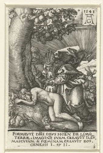 Schepping van Eva by Unknown, print, 1541