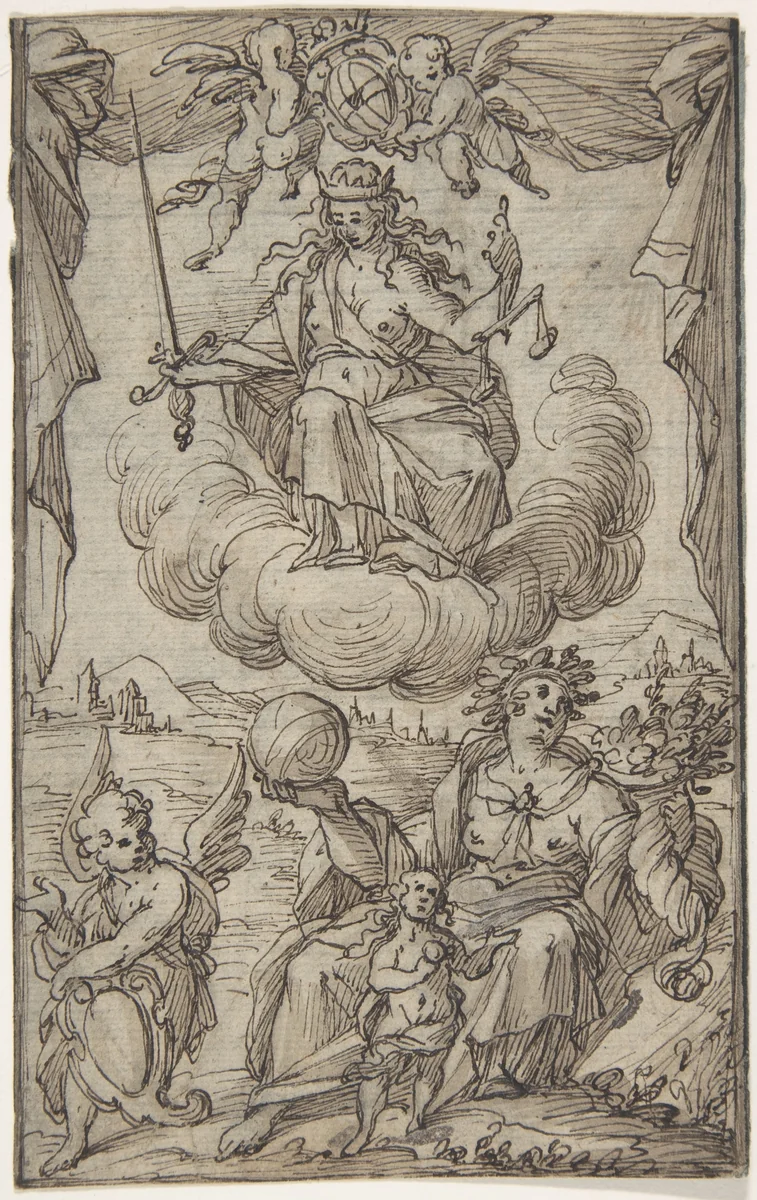 Allegorical Scene by anonymous, drawing, 1500-1600