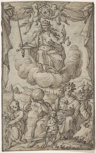Allegorical Scene by anonymous, drawing, 1500-1600