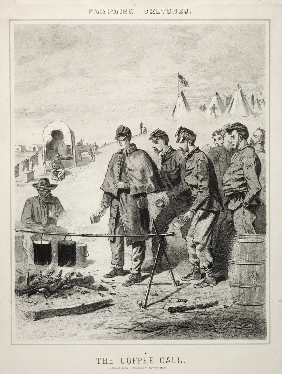 Campaign Sketches: The Coffee Call by Winslow Homer, print, 1863