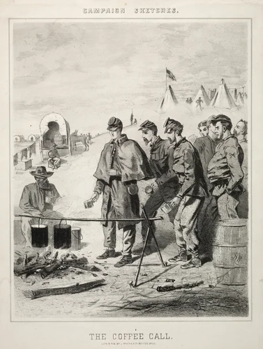 Campaign Sketches: The Coffee Call by Winslow Homer, print, 1863