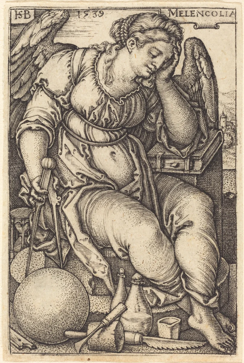 Melencolia (Melancholy) by Sebald Beham, print, 1539