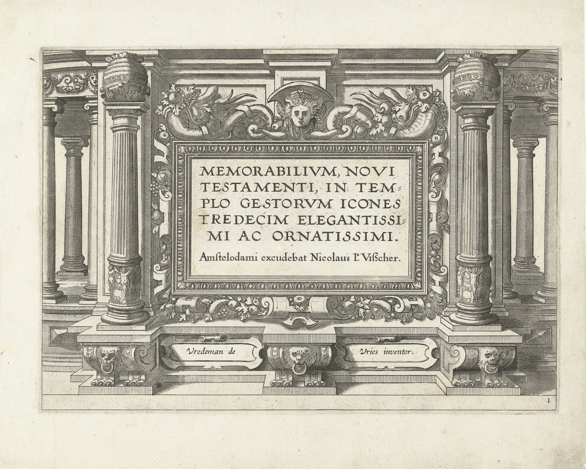Memorabilivm Novi Testamenti in templo gestorvm icones tredecim elegantissimi ac ornatissimi by Lucas van Doetechum, print, 1659-1677