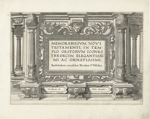 Memorabilivm Novi Testamenti in templo gestorvm icones tredecim elegantissimi ac ornatissimi by Lucas van Doetechum, print, 1659-1677