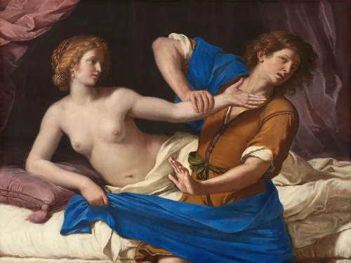 Joseph and Potiphar's Wife by Guercino, painting, 1649