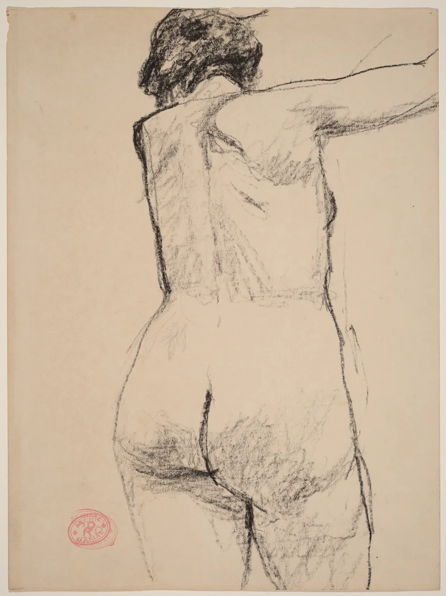 Untitled [back view of female nude with arm raised] by Richard Diebenkorn, drawing, 1955-1967