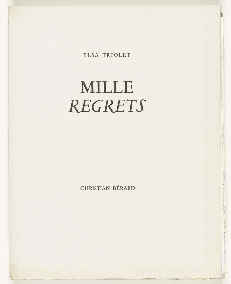 Mille Regrets (A Thousand Regrets) by Christian Bérard, illustrated book, 1947