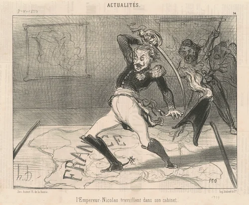 L'Empereur Nicolas travaillant dans son cabinet by Honoré Daumier, print, 1850