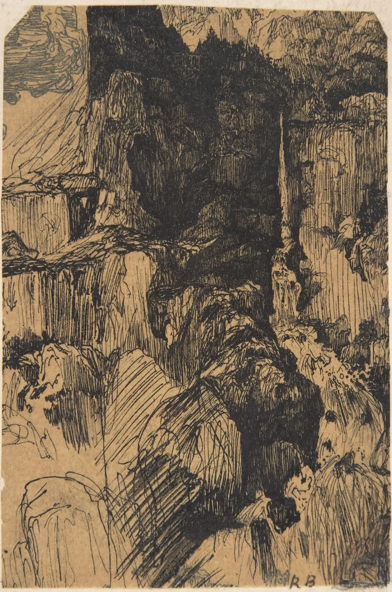 The Crevasse by Rodolphe Bresdin, drawing, 1822-1885