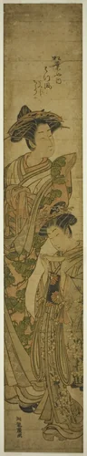 The Courtesan Matsukaze of the Matsubaya and Her Attendant by Isoda Koryusai, print, 1771-1786