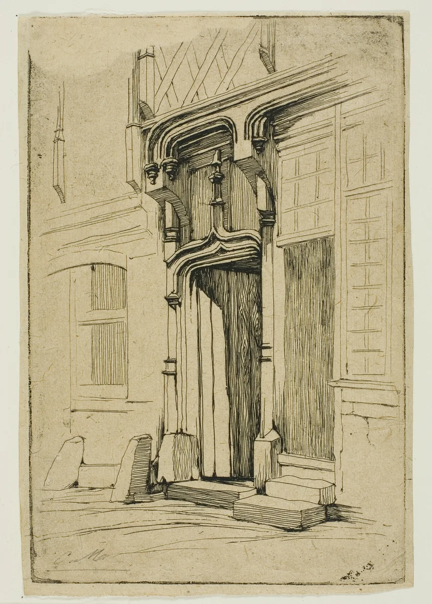 Doorway of an Ancient Convent, in the rue Mirabeau, Bourges by Charles Meryon, print, 1851