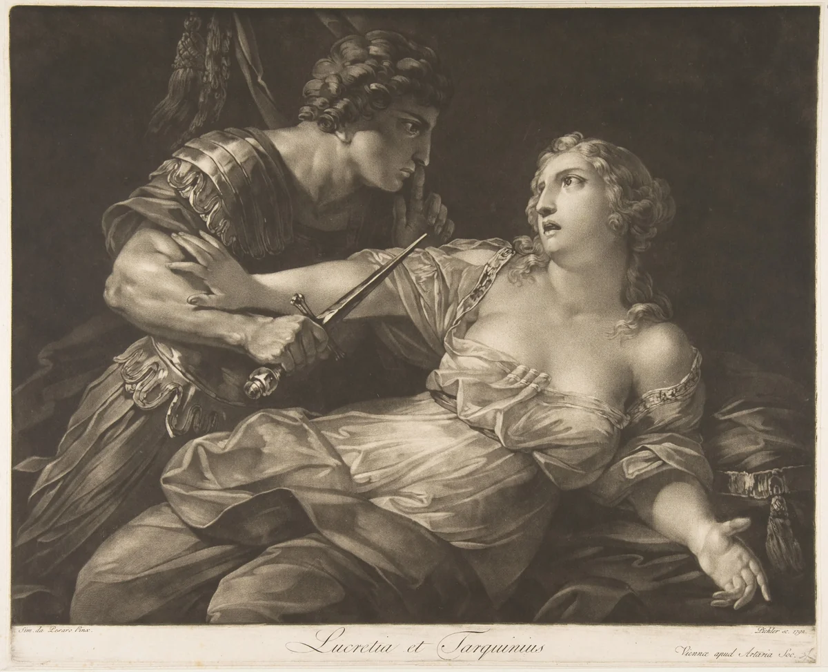Tarquin and Lucretia by Johann Peter Pichler, print, 1792