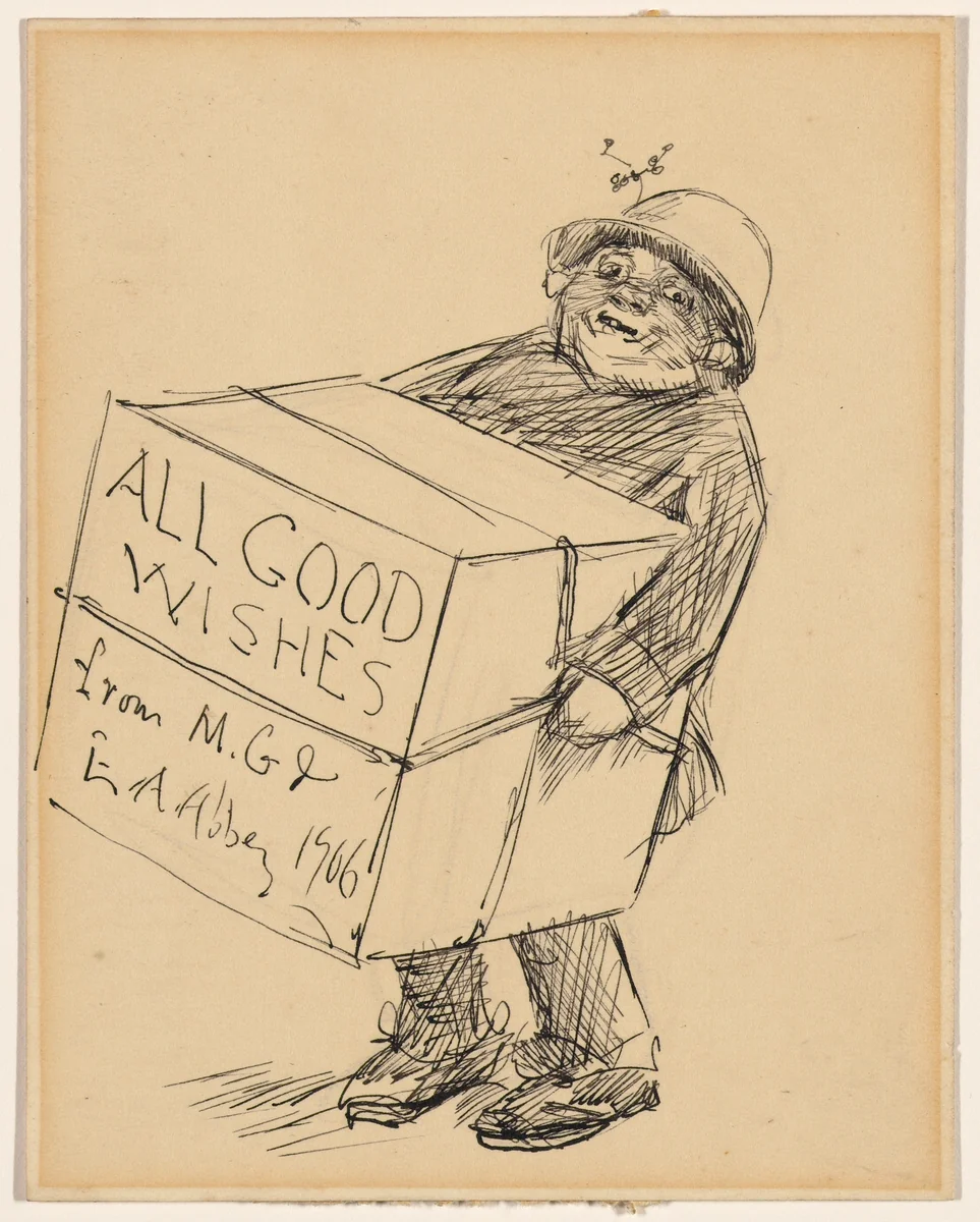 Man Delivering a Holiday Box by Edwin Austin Abbey, drawing, 1906
