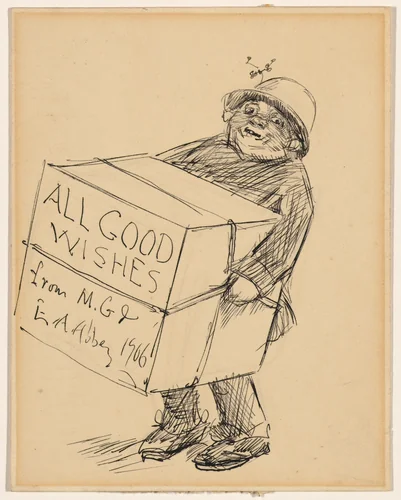 Man Delivering a Holiday Box by Edwin Austin Abbey, drawing, 1906