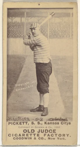 John Thomas Pickett, Shortstop, Kansas City Cowboys, from the Old Judge series (N172) for Old Judge Cigarettes by Goodwin & Company, photograph, 1888