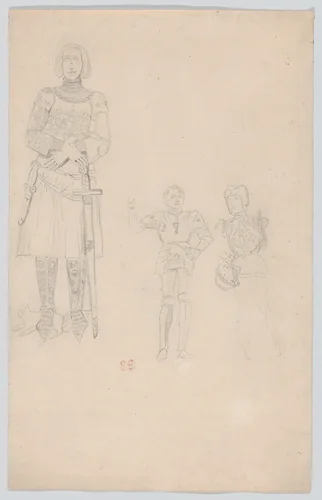 Studies of Armored Figures by Eugène Delacroix, drawing, 1820-1830