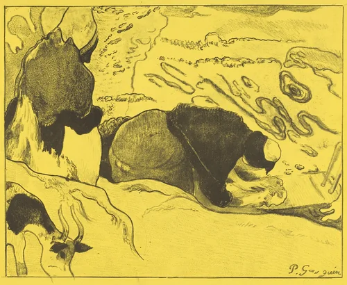 The Washerwomen (Les laveuses) by Paul Gauguin; Edouard Ancourt, print, 1889