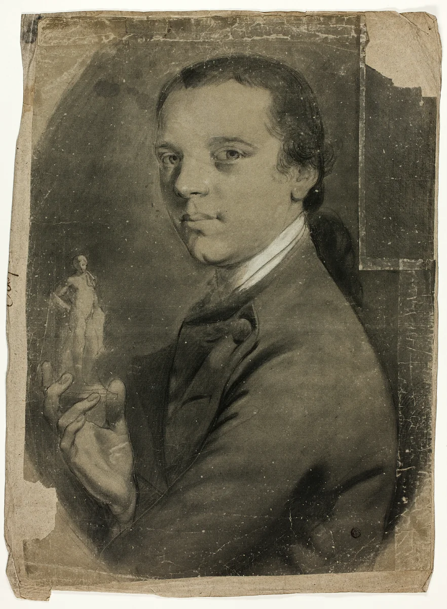 Young Man Holding Statuette by John Russell, drawing, 1760