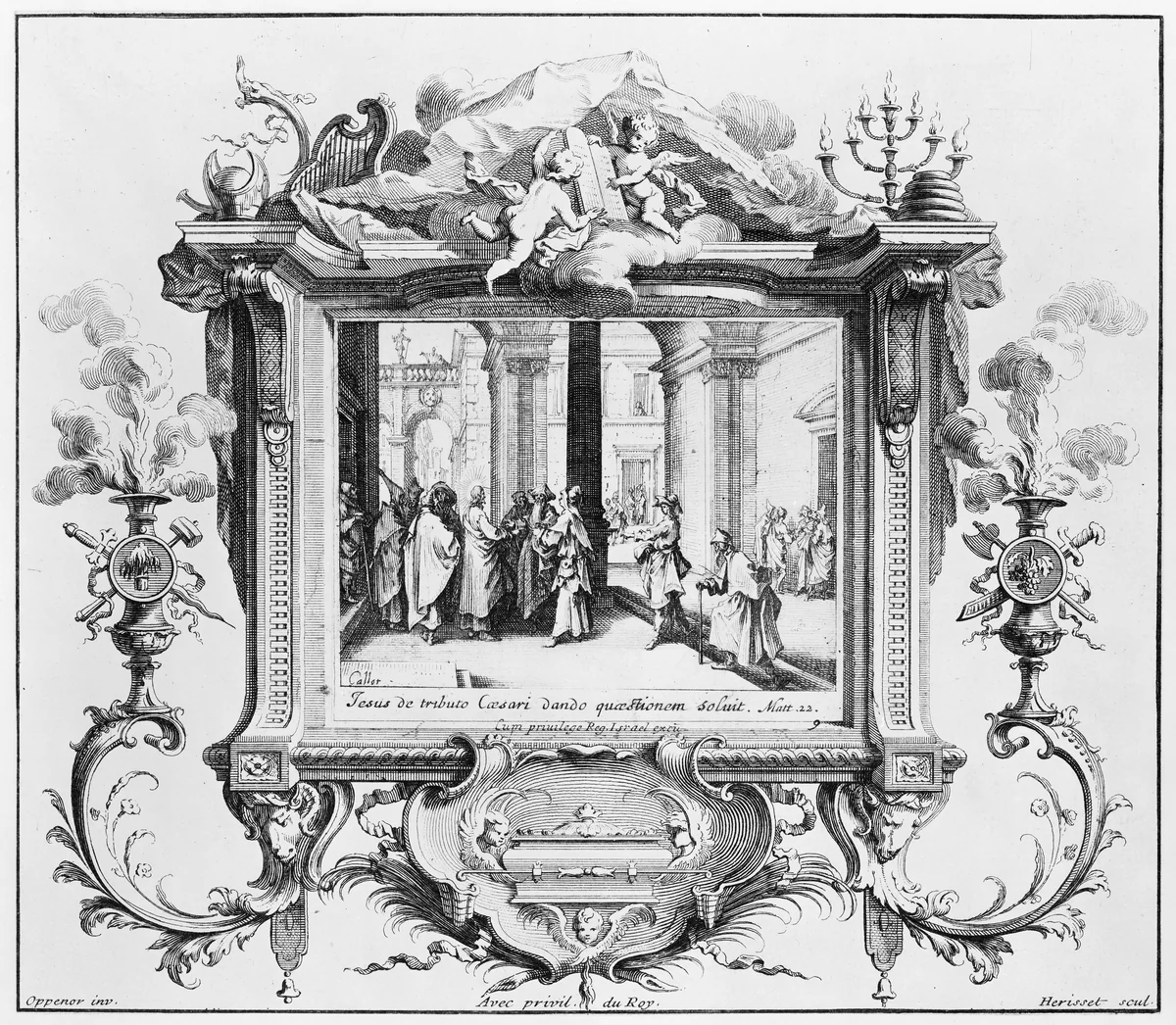Le Denier de César (The Tribute Money), from Le Nouveau Testament (The New Testament) by Jacques Callot, print, 1700-1769