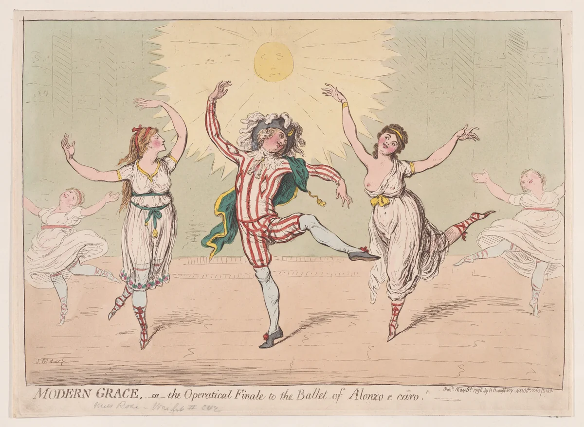 Modern Grace; - or the Operatical Finale to the Ballet of Alonzo e Caro by James Gillray, print, 1796