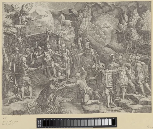 Sinon bedriegt de Trojanen by Unknown, print, 1530-1582