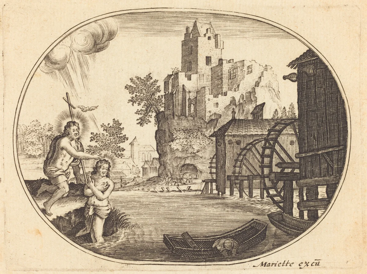 The Baptism of Christ by Balthasar Moncornet, print, 1600-1668